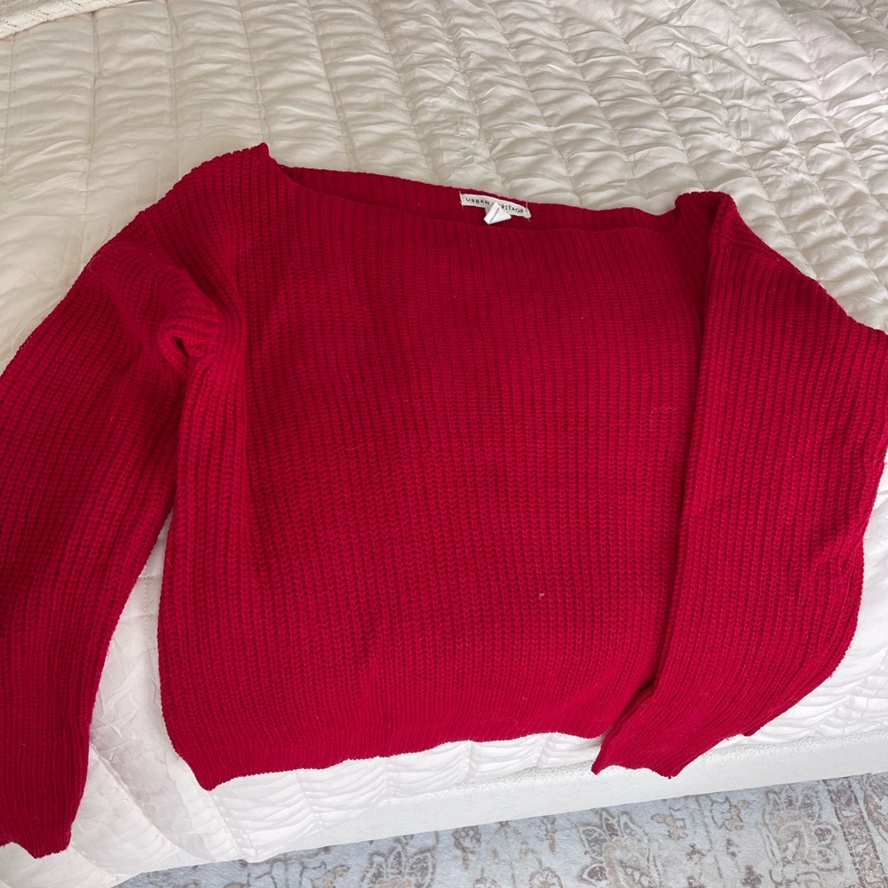 Source Unknown Off-the-Shoulder Red Sweater